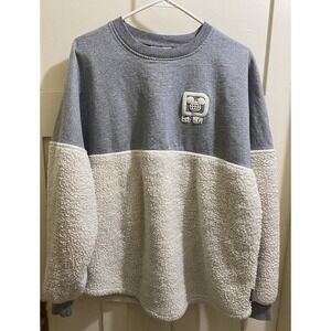 Disney Woman's Sweatshirt Sherpa Fleece Size L‎ Adult Spirit Jersey White Gray